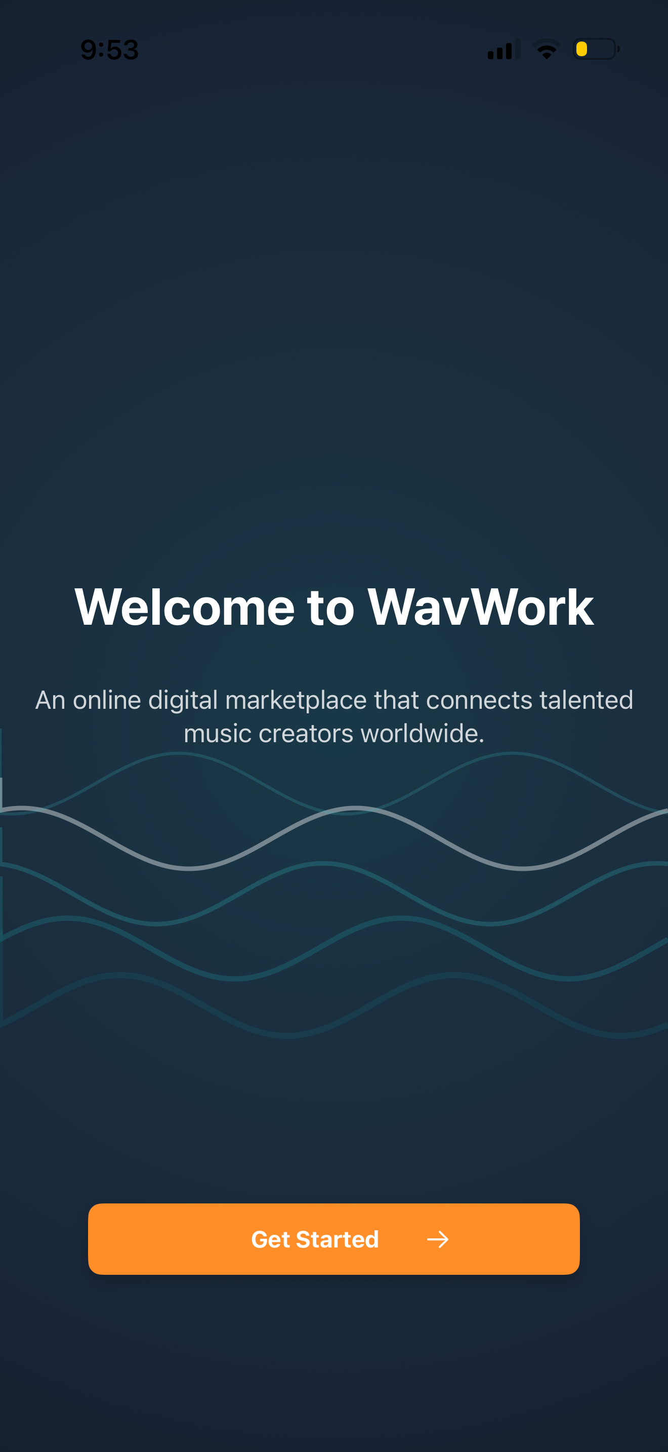 WavWork App Welcome Screen